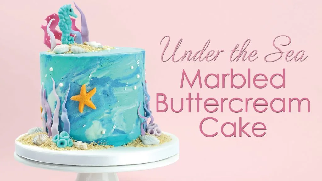 Under the Sea marble buttercream cake