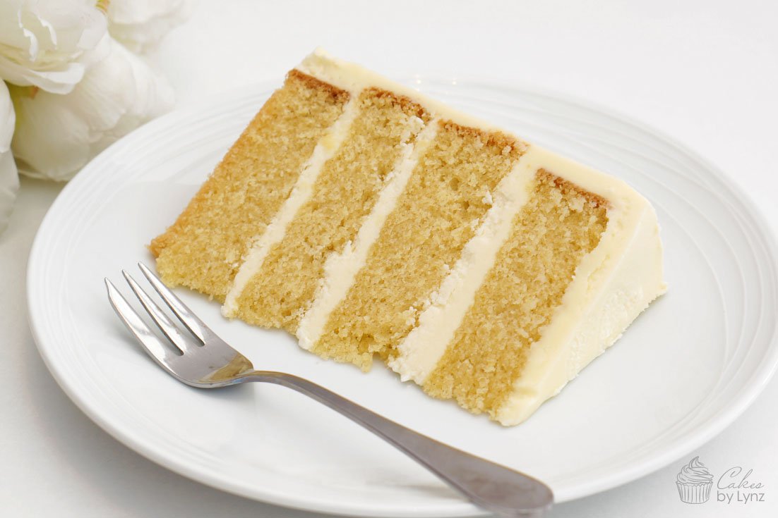 slice of vanilla sponge cake