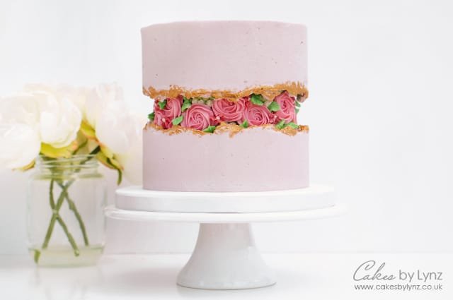 Fault Line Cake with Buttercream Flowers