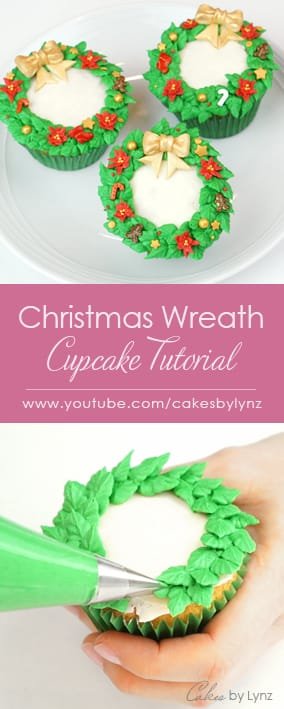 Christmas Wreath Cupcake tutorial