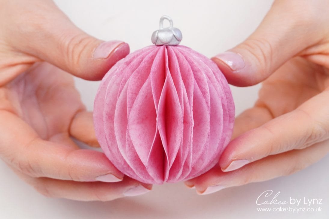 Edible origami wafer paper bauble cake toppers tutorial