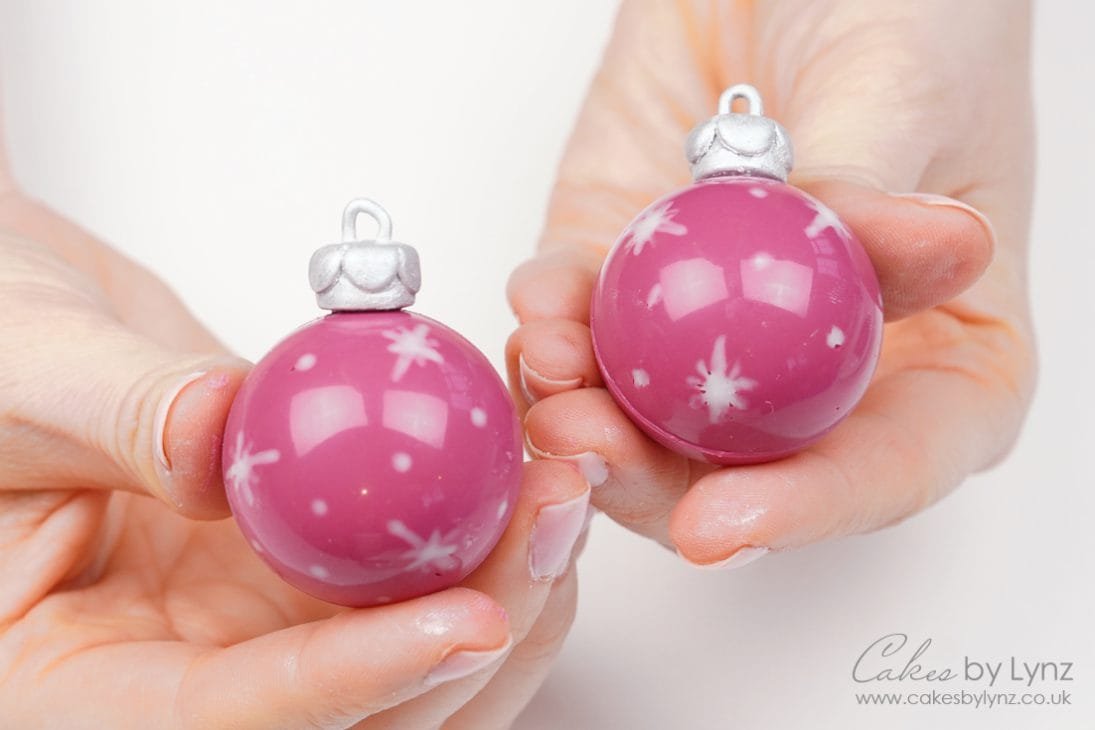 Edible painted christmas bauble cake toppers tutorial