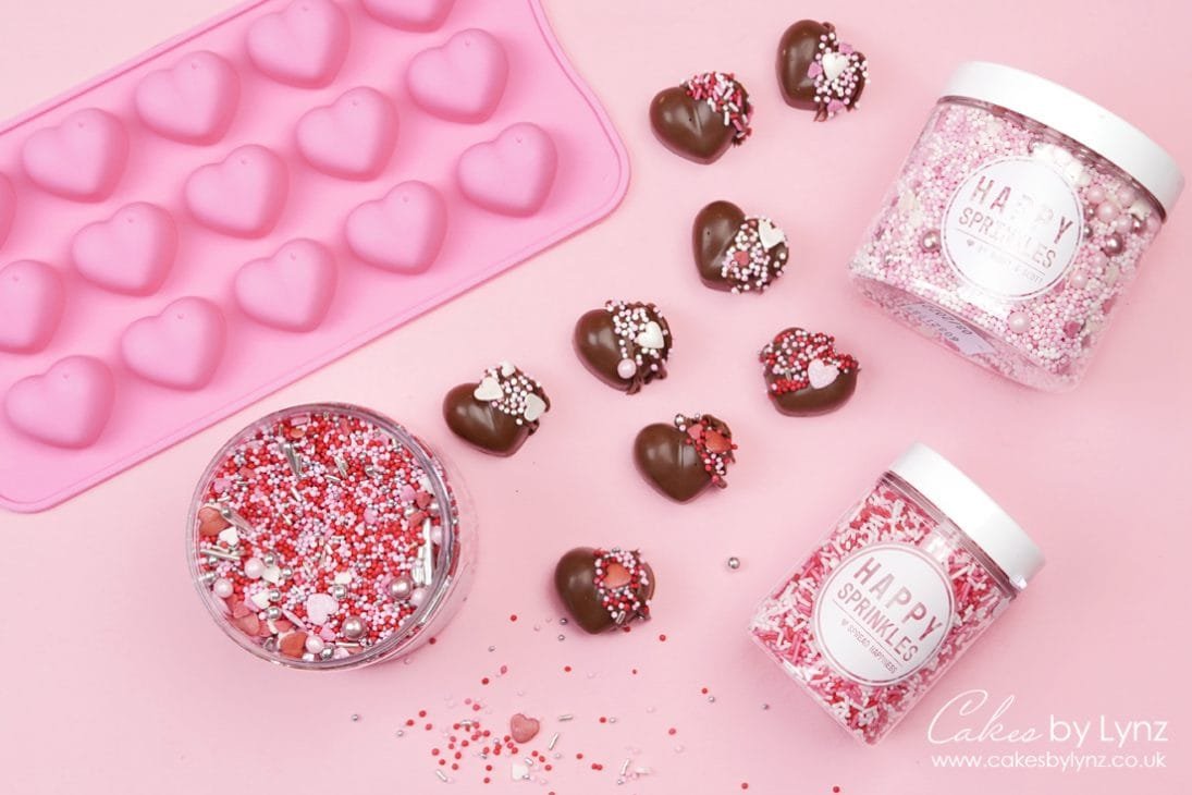 heart chocolate mould and spinkles