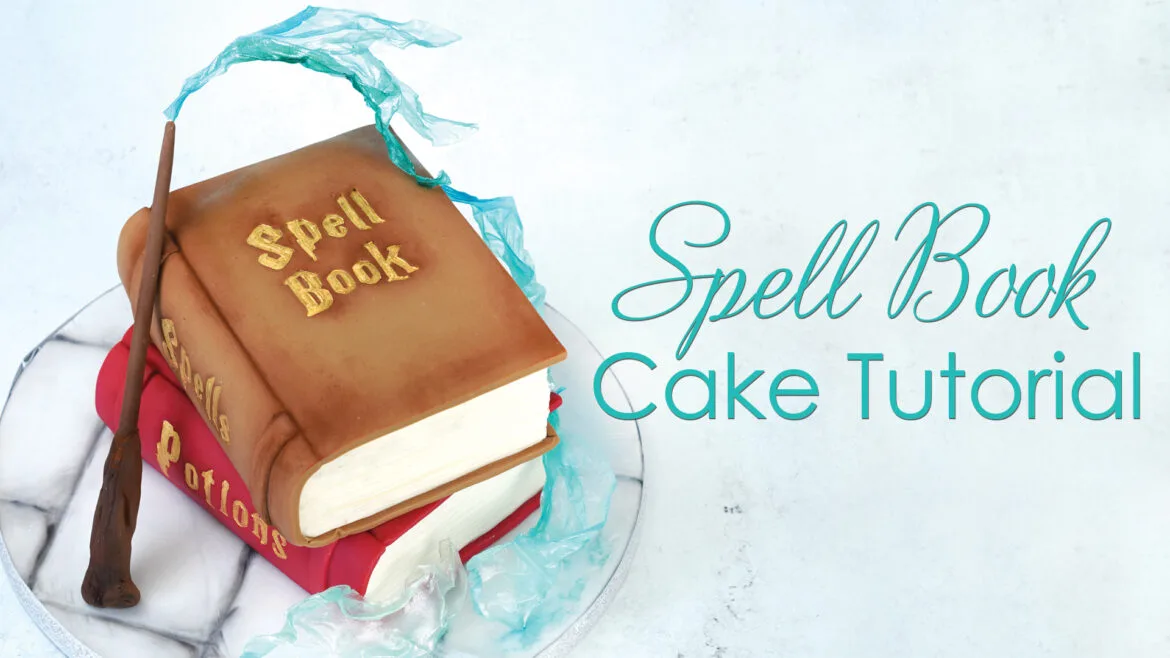 stack of books magical cake tutorial