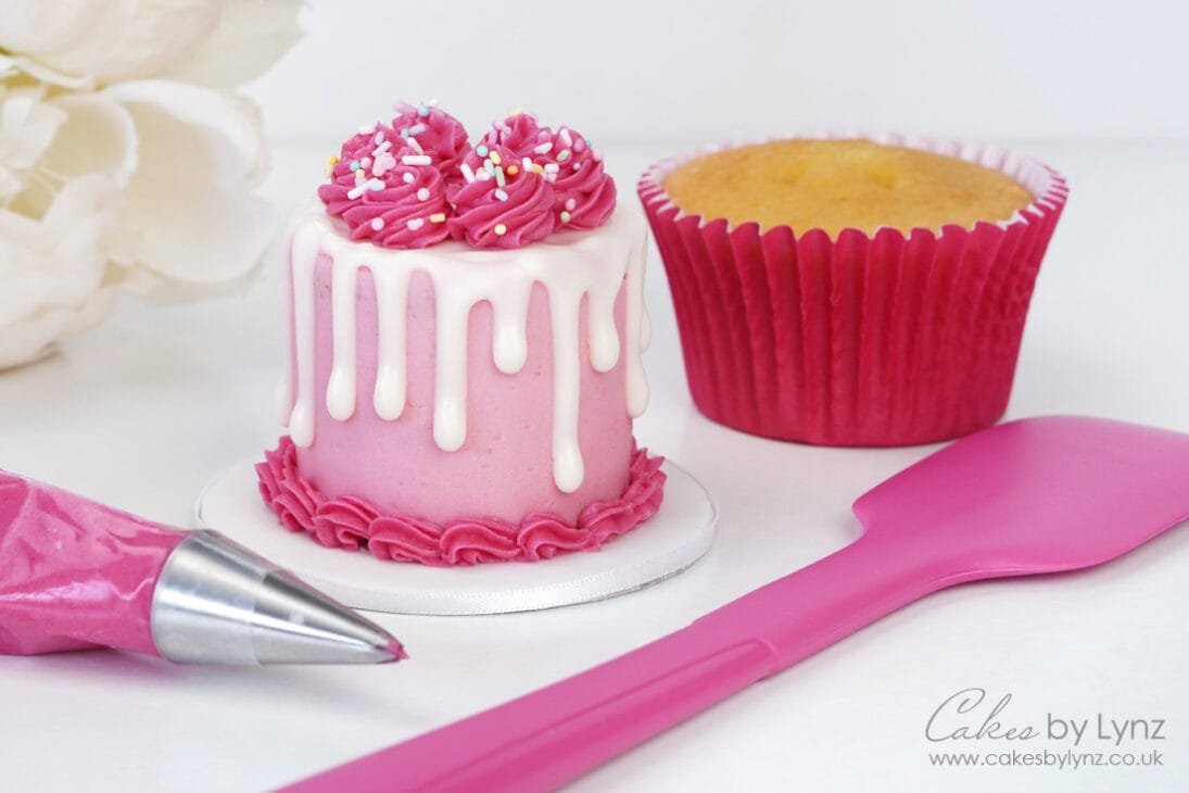 Making a miniature cake from a cupcake