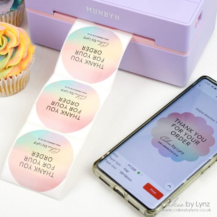 Printing thank you business stickers on the munbyn