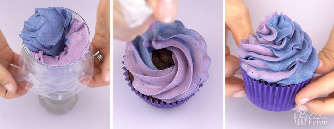 how to pipe a two tone cupcake for halloween