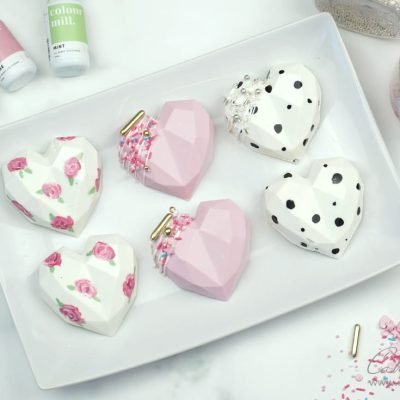 3D chocolate Geometric Cake Hearts 3