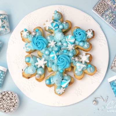 Snowflake cookie cake tutorial