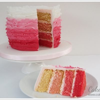 Pink ombre ruffle cake